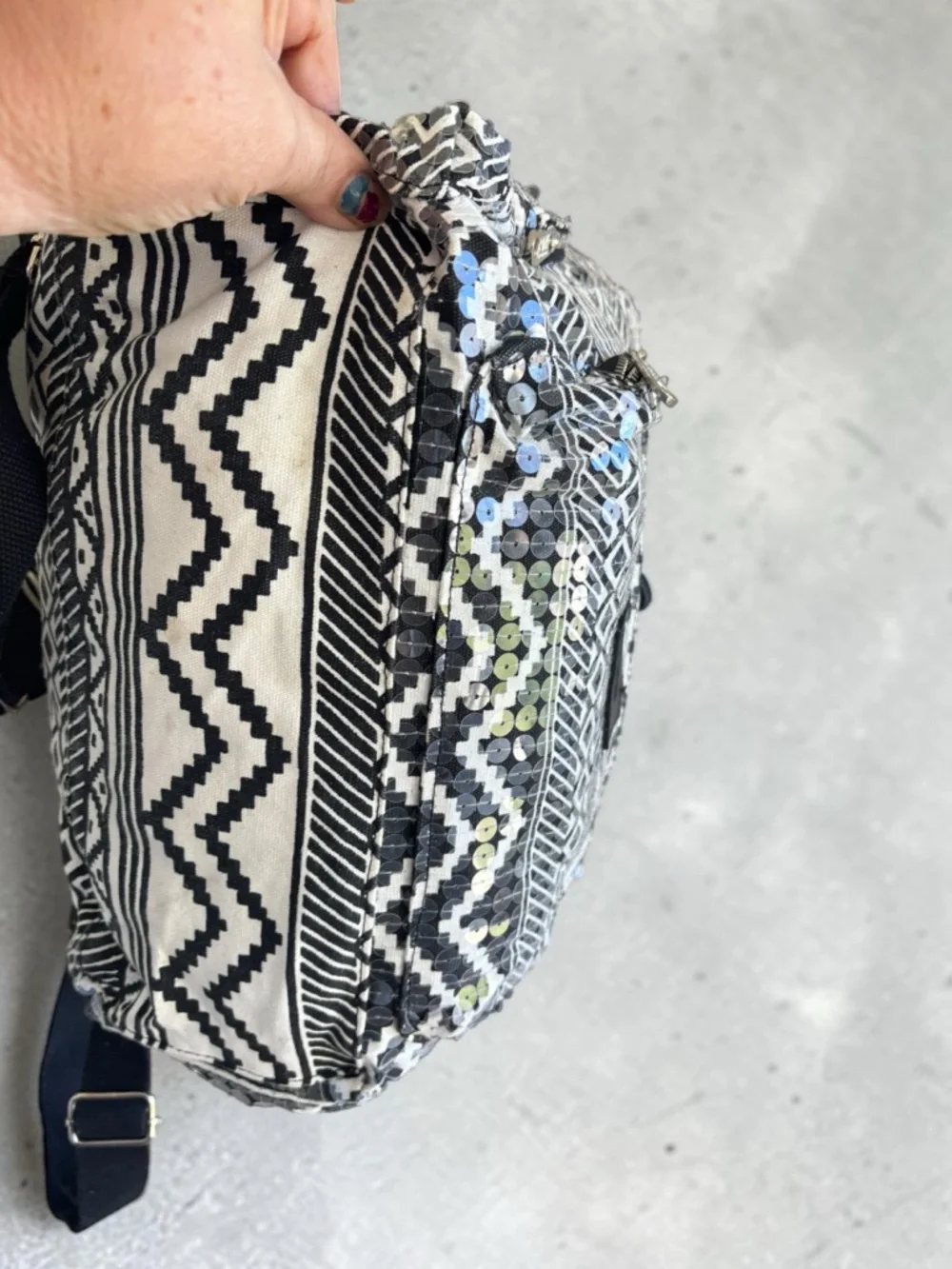 Victoria's Secret PINK Bling Sequin Aztec Backpack in black and white - Picture 15 of 16